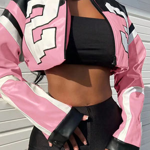 Top Trendy Woman Chaqueta a prueba de viento Diseño personalizado Logo Varsity Chaquetas Fabricante Venta al por mayor Mujeres Letterman Chaquetas - Product Image 3