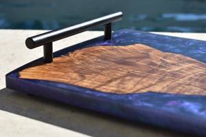 Vaisselle décorative rectangulaire en bois massif véritable naturel, plateau de service à fruits, plateau de service à café, plateau de service à café - Product Image 2