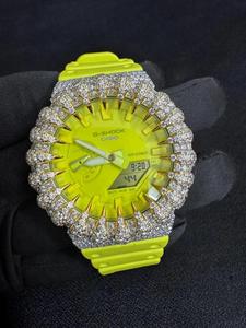 Reloj Hip Hop con Incrustaciones de Moissanita, Plata 925, Estilo Bust Down, Reloj de Lujo con Diamantes, Correa de Neón, Venta al Por Mayor - Product Image 3