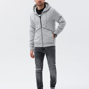 Sweat à capuche uni pour homme, fermeture éclair intégrale, 100% coton, polaire d'hiver, OEM, livraison rapide, fabrication sur mesure, marque privée, vente en gros - Product Image 3