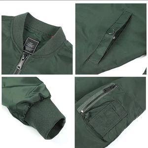 OEM Service Tendance Haute Qualité Hommes Printemps Été Bomber Veste Couleur Unie Mode Aviateur Baseball Survêtement - Product Image 6