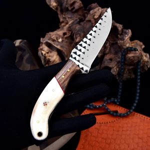 Couteau de chasse en acier fait main avec logo personnalisé pour les aventures en plein air professionnel avec étui en cuir couteau pleine soie - Product Image 2