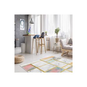 Tapis moelleux à l'aspect marbre doré, grand motif rectangle, tapis en fourrure à tissage plat pour adolescents, tapis de couloir de salon à impression numérique - Product Image 2