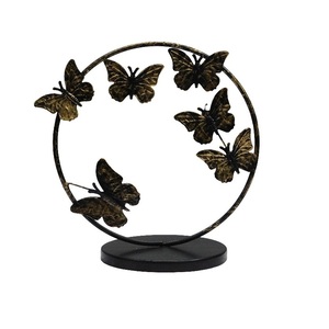 ของตกแต่งเหล็กที่มีการออกแบบผีเสื้อหกตัวบนฐานสำหรับตกแต่งโต๊ะสีดำทองของใช้บนโต๊ะอาหารสำเร็จรูป - Product Image 1