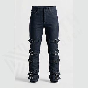 Pantalones Vaqueros de Moda para Hombre, Estilo Europeo y Americano, Diseño Deportivo con Cierre, Estilo Casual - Product Image 1