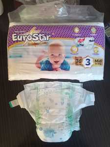 Couche-culotte jetable EuroStar imprimée, super absorbante, avec bande élastique latérale à la taille, en coton doux et respirant, avec protection anti-fuites pour bébés - Product Image 6