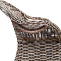 Chaise de salle à manger en rotin gris Kuboo naturel Athen avec coussin naturel, mobilier d'intérieur en osier traditionnel antique pour la maison et le bureau