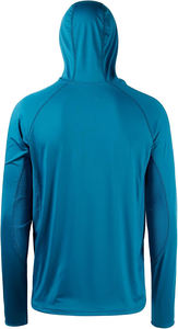 UPF 50 Unisex Long Sleeve Emerald Blue <b>Fishing</b> Shirt with <b>Mask</b> UV Neck Gaiter Hoodie 100% Polyester Anti-Bacterial - Product Image 2