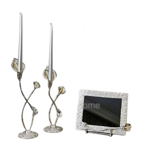 Base Antler Forme Design Bougeoir Argent Plaqué Aluminium Métal Éclairage Maison Décoration Lot de 2 Bougeoirs - Product Image 4