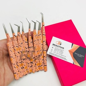 Pince à cils en acier inoxydable enduite d'impression de papier personnalisée professionnelle forte prise en main pointe pointue outil de cils durable - Product Image 4