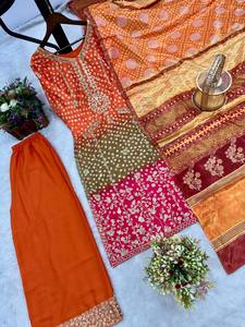 ใหม่ที่กำลังจะมาถึง3ชิ้นพร้อมสวมใส่พิมพ์ลายแฟนซี salwar kameez ผ้าไหมหนักพร้อมด้วยพลาซโซและ dupatta สำหรับปาร์ตี้ - Product Image 4