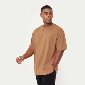 T-shirt décontracté surdimensionné uni de couleur unie design minimaliste doux au toucher coupe décontractée tous les jours confortable pour hommes - Product Image 2