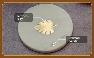 แผ่นรองแก้วหินอ่อนธรรมชาติฝังลาย งานฝีมือขายดี สไตล์คันทรี ตกแต่งด้วยทองคำเปลว สวยงามหรูหรา สำหรับวางเครื่องดื่ม ตกแต่งบ้าน วางบนโต๊ะ - Product Image 3