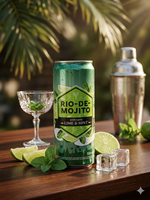 Boisson gazeuse au citron et à la menthe Rio De Mojito, cocktail gazeux en canette 0,33L, réfrigéré