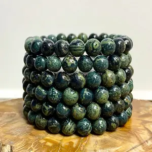 Vente en gros de perles rondes en cristal de jaspe Kambaba naturel, Bracelet extensible, Bracelet de pierres semi-précieuses à des fins de guérison