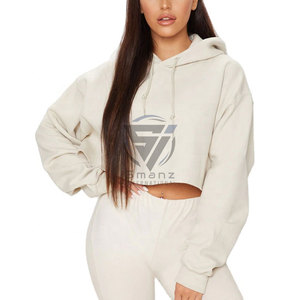 Women's Street Wear Leisure <b>Zip</b>-<b>Up</b> <b>Cropped</b> Hoodie 100% Cotton Fleece Eco-Friendly Breathable 280/380 Grams Drop Shoulder - Product Image 1