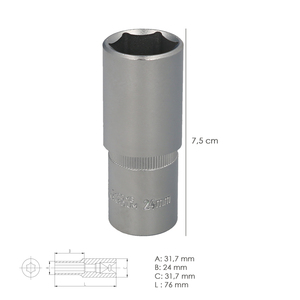 Chiave a Bussola Esagonale Lunga 1/2" 24 mm - Product Image 2