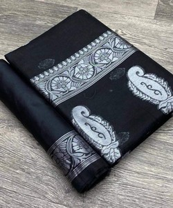 ATRACTIVE LICHI SEDA TEJIDO TRABAJO SAREE CON BLUSA SIN COSTAR DESPIECE FIESTA PRECIO AL POR MAYOR ROPA ÉTNICA SAREE FOE MUJER - Product Image 2