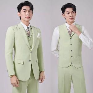 Costume homme 3 pièces coupe slim pastel Vietnam, blazer et pantalon pour mariage - Product Image 2