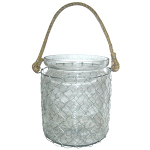 2025 haute qualité conception Unique suspendu ouragan lanterne haut produit travail verre pot métal fil rotin rustique noël - Product Image 2