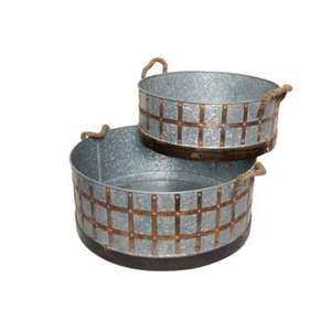 Plateau en métal galvanisé pour le stockage et la décoration de la ferme pour l'intérieur et l'extérieur - Product Image 2