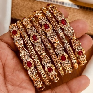 Pakistani Jewelry Manufacturers Custom Sizes <b>Antique</b> <b>Gold</b> Plated Jewelry Sets Heavy Style <b>Bangles</b> Sets For Wedding Party Gifts - Product Image 4