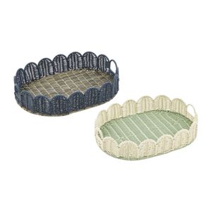 Plateau de service en rotin en osier festonné mélanger les couleurs avec poignée, plateaux de luxe, présentoir à bijoux ou service de nourriture en gros Vietnam - Product Image 2