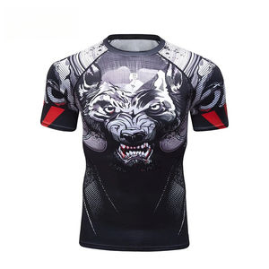 Mma Rashguard pour hommes Jiu Jitsu T-Shirts Short Sleeve Fitness Kickboxing Bjj Rash Guard T-Shirts Top - Product Image 5