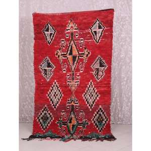 Auténtica Alfombra Marroquí Hecha a Mano, Boucherouite, Estilo Bohemio, Colorida, Vintage, Decoración Artesanal del Atlas - Product Image 1