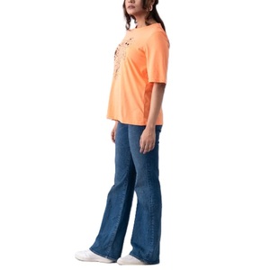 T-shirt pour femme 100% coton de haute qualité respirant col rond manches courtes solide avec logo OEM pour vêtements d'été - Product Image 4