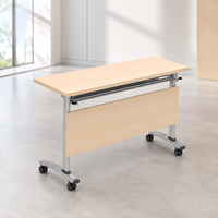 Table de formation pliable en panneau de particules mélaminé E1 25 mm avec plateau et structure en acier pour bureau, salle de conférence, salle de formation scolaire