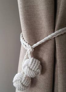 Sujetadores de cortinas con forma de puño de mono, sujetadores de cortinas de macramé, sujetadores de cortinas de cuerda de algodón, sujetadores de cortinas blancos, sujetadores de cortinas náuticos - Product Image 4