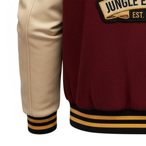 Veste d'hiver en cuir et laine pour homme de bonne qualité en gros, style varsity, veste pour homme avec col à capuche - Product Image 6