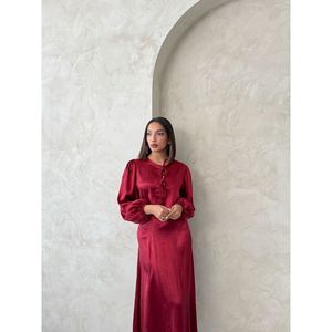 Blusa TOPSHOW Roja de Satén Arrugado con Lazo Delantero para Mujer, Elegante Top de Poliéster de Manga Larga, Ideal para Venta al Por Mayor, Tallas S-L - Product Image 5