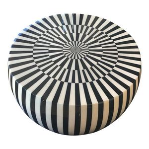 Mesa de Centro Decorativa con Incrustaciones de Hueso, Mesa de Salón de Madera con Diseño Floral Hecho a Mano - Product Image 3