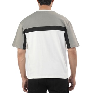 Panel T-Shirt High Quality Oversize Pattern Comfortable <b>Down</b> Shoulder Fashionable Plus Size Vintage Casual Wear Round Neck - Product Image 3