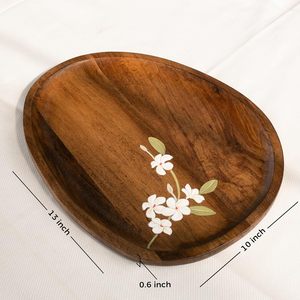 Meilleures ventes Plat de service ovale en bois moderne peint à la main de qualité supérieure non toxique pour les amuse-gueules, les collations, l'utilisation à domicile - ARTISANAT INTIME - Product Image 2