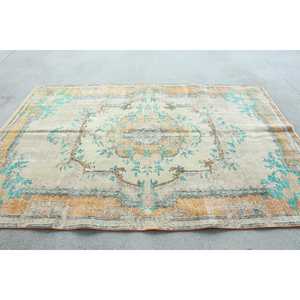 Vintage Turkish Large Rug 5.9x8.7 ft (179x265 cm), <b>Yellow</b> Moroccan Rug - Product Image 1