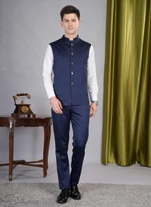 ชุดสูทผู้ชายสีน้ำเงินกรมท่า 3 ชิ้น คุณภาพพรีเมียม สำหรับงานพิธี งานเลี้ยง และงานองค์กร มีจำหน่ายสำหรับการส่งออก ราคาจากอินเดีย - Product Image 2