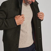 Trench-coat classique en laine mérinos à chevrons pour homme gris foncé pour l'automne et l'hiver-Premium Shacket