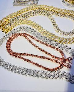 สร้อยโชคเกอร์สไตล์ฮิปฮอปโมอิสซาไนท์ประดับเพชรแบบคลาสสิกขนาด20มม. สีเงินสเตอร์ลิง925สำหรับผู้ชาย - Product Image 3