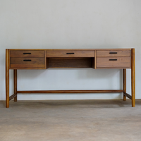 Bureau de travail en bois de bonne qualité avec cinq tiroirs, bois massif, couleur naturelle, taille personnalisable, design moderne