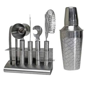 Abridor de botellas de coctelera de diseño estándar Simple hecho en cobre 100% y otros artículos Juego de barra con soporte de madera Uso de fiesta en casa - Product Image 4