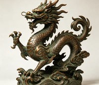 Statue de dragon chinois en bronze grandeur nature, sculpture animale pour jardin extérieur, décoration paysagère