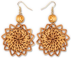 PENDIENTES DE RATÁN DE CALIDAD TEJIDOS TRADICIONALES HECHOS A MANO MATERIAL PENDIENTES ECOLÓGICOS PARA MUJERES Y NIÑAS - Product Image 3