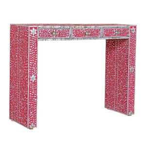 Mesa de armario decorativa, muebles de sala de estar para dormitorio, Color rosa, mesita de noche con incrustaciones de hueso de madreperla, fabricada en India - Product Image 6