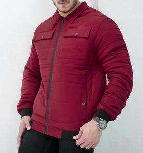 Pakistan Made <b>Lightweight</b> Canvas Stand Collar Hooded Bomber Puffer <b>Jacket</b> Men <b>Casual</b> Polyester Padded Winter Coat Low MOQ Coated - Product Image 3