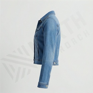Veste en jean élégante pour femmes, col rabattu, coupe ample, vêtement d'extérieur court, OEM, respirante, veste en jean tendance, manteau élégant de haute qualité - Product Image 3