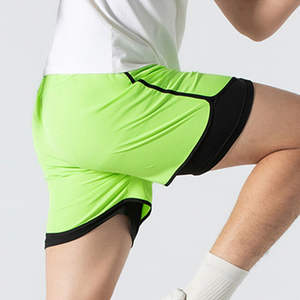 Pantalones cortos de poliéster para correr para hombre, pantalones cortos bordados para exteriores, pantalones cortos de malla para correr, entrenamiento atlético, gimnasio - Product Image 2