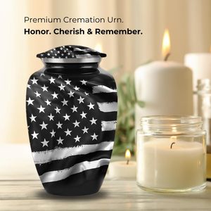 Bandera americana Urna blanca y negra para cenizas humanas Urnas conmemorativas para adultos para hombre y mujer Urna decorativa para cenizas de adultos Tamaño personalizado - Product Image 5